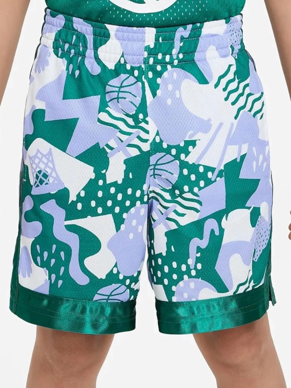 Nike Big Boys Dri Fit Elite Hoop Shorts Dazzle Grail Green Blue Size XL